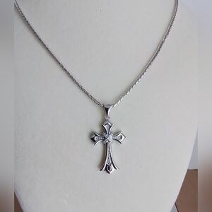 Pretty Bird Silver Cross Necklace